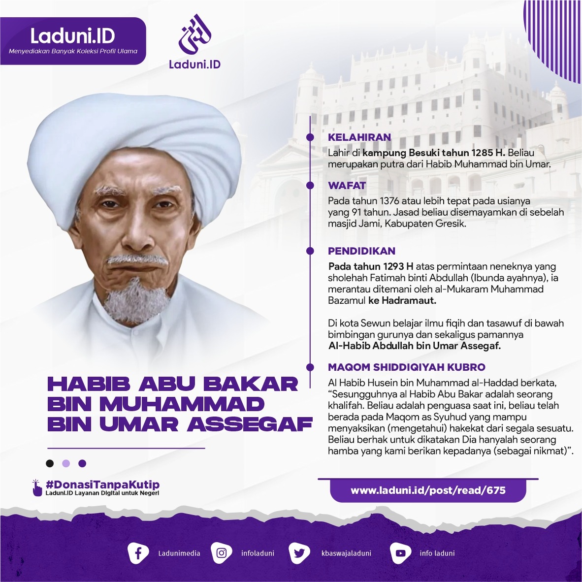 Biografi Habib Abu Bakar Bin Muhammad Bin Umar Assegaf Profil Ulama Laduni Id